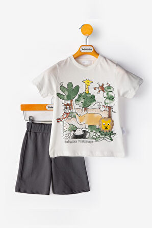 Aslanlı Erkek Bebek alt ust Takım Şortlu Erkek Bebek Takım İkili Erkek Çocuk Takım Erkek Bebek Giyim