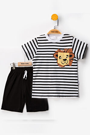Aslanlı Erkek Bebek Giyim Erkek Bebek alt ust Takım Şortlu Erkek Bebek Takım İkili Erkek Çocuk Takım