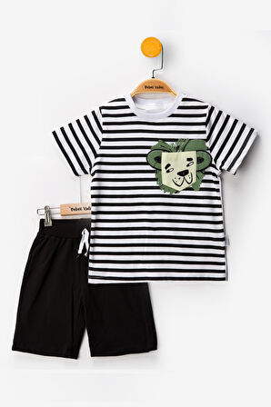 Aslanlı Erkek Bebek Giyim Erkek Bebek alt ust Takım Şortlu Erkek Bebek Takım İkili Erkek Çocuk Takım