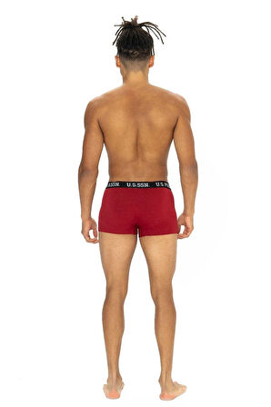 U.s Polo Assn. 80528 Erkek Pamuklu 3'lü Boxer-Siyah&Bordo&Baskılı