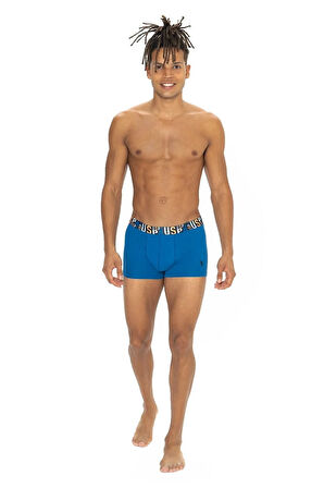 U.s Polo Assn. 80572 Erkek Pamuklu 3'lü Boxer-Saks&Sarı&Lacivert
