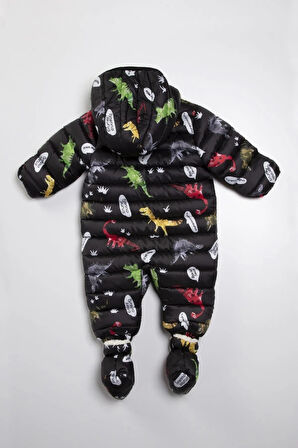 Dinazor Çıkarılabilir Ayaklı Gizli Eldivenli Kapişon Kışlık Erkek Bebek Astronot Tulum Kozmonot Mont