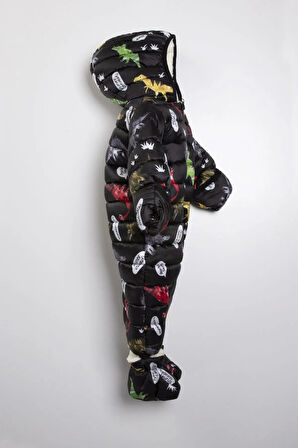 Dinazor Çıkarılabilir Ayaklı Gizli Eldivenli Kapişon Kışlık Erkek Bebek Astronot Tulum Kozmonot Mont