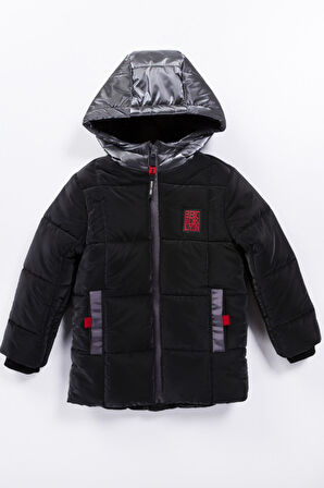 YENİ Özel Seri Soft Kumaş Su İtici Kumaş Kapitone İçi Polar Cepli Kapüşonlu Erkek Çocuk  Kışlık Kaban Mont