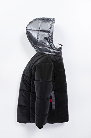 YENİ Özel Seri Soft Kumaş Su İtici Kumaş Kapitone İçi Polar Cepli Kapüşonlu Erkek Çocuk  Kışlık Kaban Mont