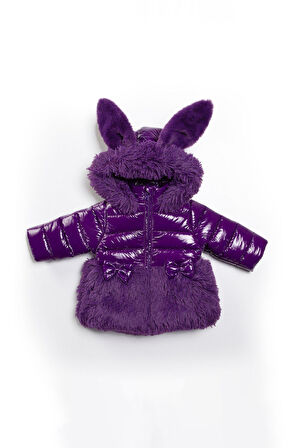 YENİ Tavşan Kulaklı Su İtici Fermuarlı Cepli Kalın Kar Kapüşonlu Kışlık Kız Bebek Mont Çocuk Kaban