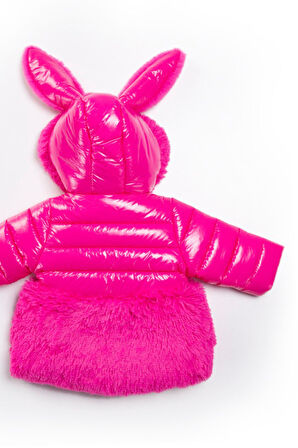 YENİ Tavşan Kulaklı Su İtici Fermuarlı Cepli Kalın Kar Kapüşonlu Kışlık Kız Bebek Mont Çocuk Kaban