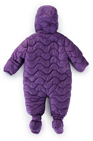 Kapitone Fermuarlı Çıtçıtlı İç Astarı Peluş Kapüşonlu Kışlık Kız Bebek Astronot Tulum Kozmonot Mont