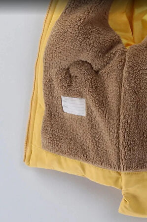 Trend Sevimli Baby Oyuncak Tavşan İçi Kürklü Soft Kumaş Fermuarlı Cepli Kapüşonlu Kışlık Mont