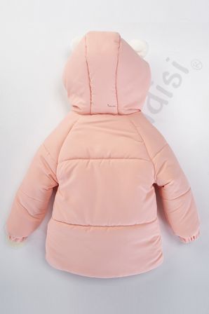 YENİ Tavşanlı Fermuarlı İçi Peluş Kürklü Kalın Kapüşonlu Kar Şişme Kışlık Kız Bebek Mont Çocuk Kaban