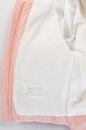 YENİ Tavşanlı Fermuarlı İçi Peluş Kürklü Kalın Kapüşonlu Kar Şişme Kışlık Kız Bebek Mont Çocuk Kaban