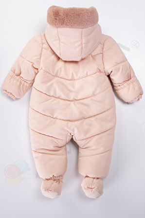 Panda İçi Peluş Patikli Kar Kapüşonlu Kışlık Kız Erkek Bebek Astronot Tulum Kozmonot Mont Çocuk 