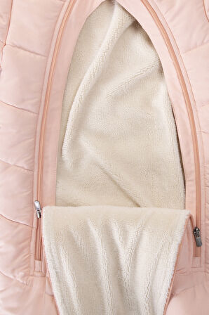 Panda İçi Peluş Patikli Kar Kapüşonlu Kışlık Kız Erkek Bebek Astronot Tulum Kozmonot Mont Çocuk 