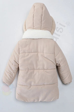 Kapüşonlu Cepli İçi Peluş Kürklü Fermuarlı Kapitone Kar Şişme Kışlık Erkek Bebek Mont Çocuk Kaban