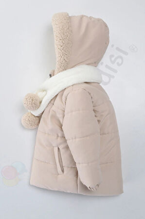 Kapüşonlu Cepli İçi Peluş Kürklü Fermuarlı Kapitone Kar Şişme Kışlık Erkek Bebek Mont Çocuk Kaban