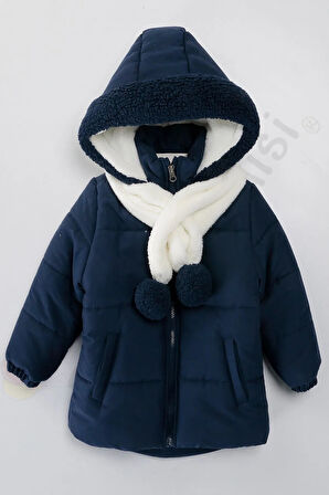 Kapüşonlu Cepli İçi Peluş Kürklü Fermuarlı Kapitone Kar Şişme Kışlık Erkek Bebek Mont Çocuk Kaban