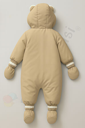 YENİ İçi Peluş Patikli Eldivenli Kapüşonlu Kar Kışlık Çocuk Erkek Bebek Astronot Tulum Kozmonot Mont