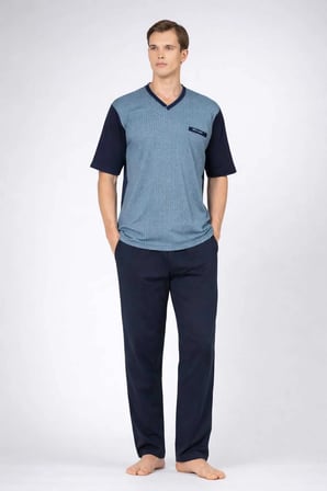 Kutulu 3’lü Jakarlı Kısakol Erkek Pijama Takımı-P6134