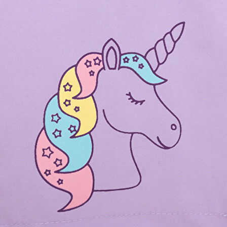 Unicorn Desenli Uzun Kol Fermuarlı Astarlı Kapşonlu Kız Çocuk Yağmurluk Kız Bebek Yağmurluk Mont