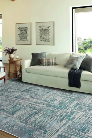 Madrid 1005 Mavi Halı Kilim Kaymaz Taban Salon Mutfak Kesme Yolluk Makine Halısı
