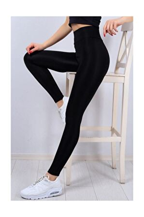 Esemod Kadın Siyah Toparlayıcı Günlük Spor Şık Rahat Push Up Yüksek Bel Slim Fit Tayt