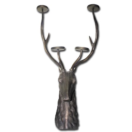 Delux Serisi Dekoratif Mumluk Yılbaşı Hediyesi Ofis Dekoru Metal Geyik Büstü Şamdan 112 Cm