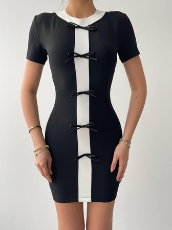 MODA ŞEHRİ Cazzie Fiyonk Detaylı Elbise