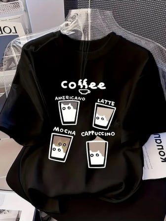MODA ŞEHRİ Baskılı Oversize Bisiklet Yaka T-shirt - Siyah