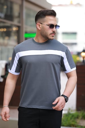 MODA ŞEHRİ Erkek şerit Detaylı Kısa Kollu T-shirt