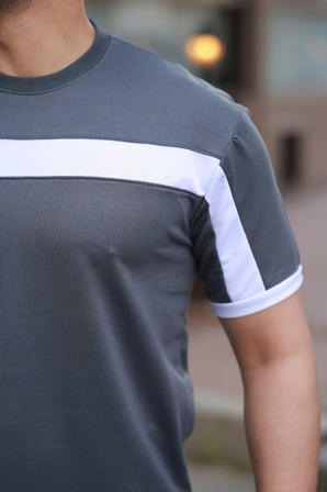 MODA ŞEHRİ Erkek şerit Detaylı Kısa Kollu T-shirt