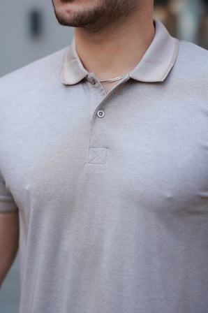 MODA ŞEHRİ Erkek Yakalı Kagi Kumaş Kısa Kollu T-shirt