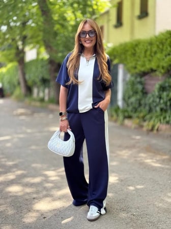 MODA ŞEHRİ Kadın Modal Kumaş Yakası Fermuarlı şerit Detaylı Takım