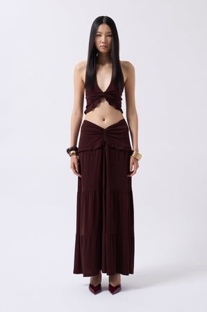 MODA ŞEHRİ Düğüm Detay Fırfırlı Crop
