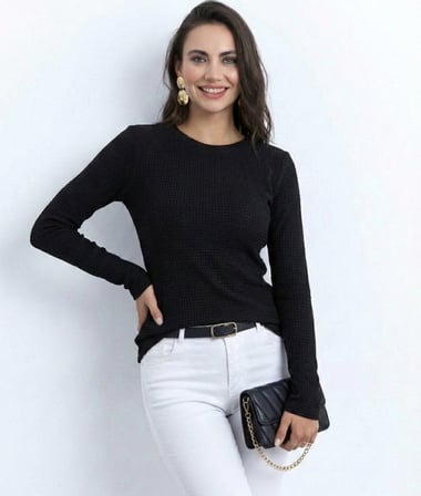 MODA ŞEHRİ Kadın Uzun Kollu Bisiklet Yaka Triko Kazak