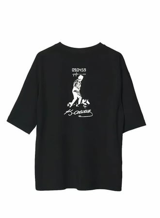 MODA ŞEHRİ Unisex Bisiklet Yaka Baskılı Oversize T-Shirt - Siyah