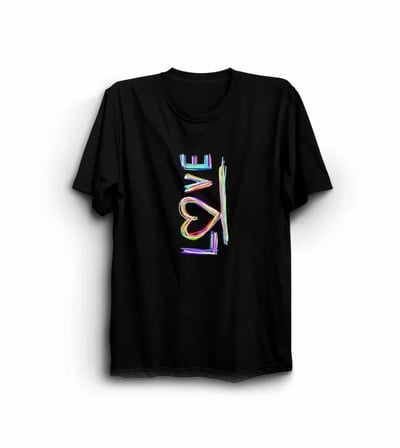 MODA ŞEHRİ 14 Şubat Sevgililer Günü Love Baskılı Oversize Bisiklet Yaka T-shirt - Siyah
