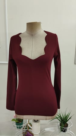MODA ŞEHRİ Kadın Uzun Kollu Lazer Kesim Dalga Yakalı Dalgıç Bluz