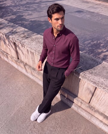 MODA ŞEHRİ Erkek Standart Kesim Gabardin Kumaş Uzun Kollu Gömlek