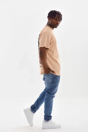 MODA ŞEHRİ Unisex Baskılı Oversize T-Shirt - Bej