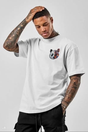 MODA ŞEHRİ Unisex Baskılı Oversize T-Shirt - Beyaz