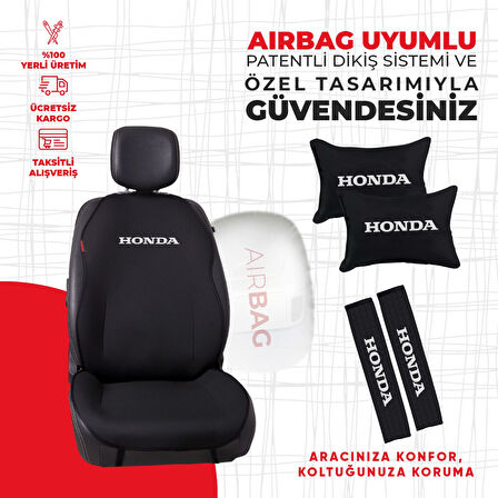 Beyaz Honda Nakışlı Minder Seti