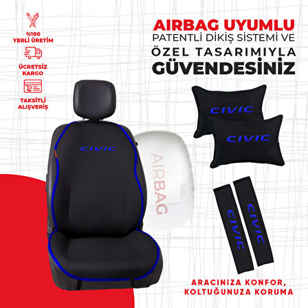 Mavi Biyeli Mavi Cıvıc Nakışlı Minder Seti