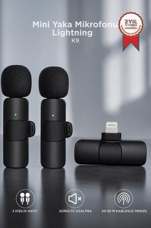 Premium Podcast Telefon Mikrofon Mini Yaka Mikrofonu Lightning 2 Adet K9