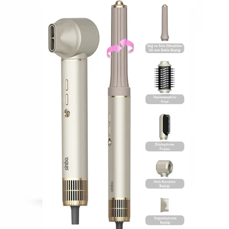 Sinbo Air Brush Saç Şekillendirme Cihazı - 5 Başlıklı - Rose Gold Renk