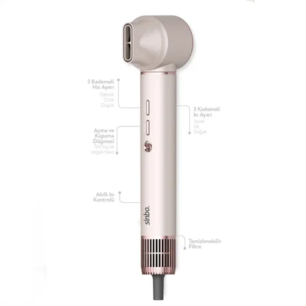 Sinbo Air Brush Saç Şekillendirme Cihazı - 5 Başlıklı - Rose Gold Renk