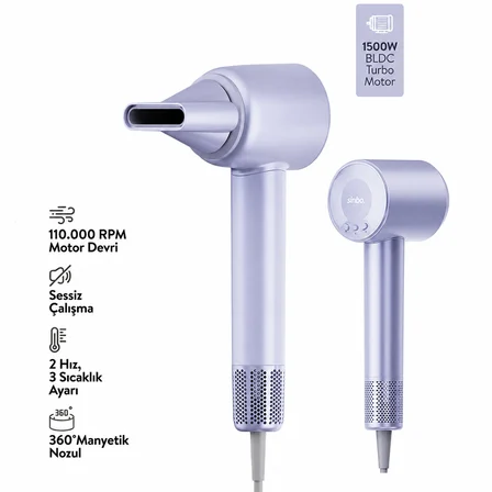 Sinbo Saç Kurutma ve Şekillendirme Makinesi - Mavi Renk - BLDC Turbo Motor