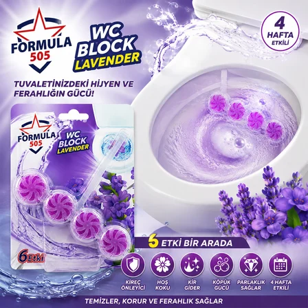 4'lü WC Blok - Lavanta Kokulu - 2 Adet - 6 Etkili - 200 gr