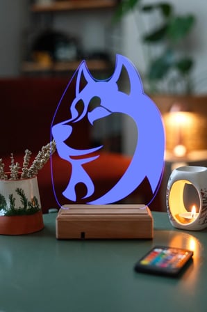 Husky Köpek Gece Lambası 3d 16 Renk