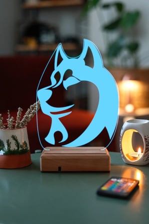 Husky Köpek Gece Lambası 3d 16 Renk