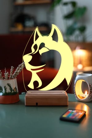 Husky Köpek Gece Lambası 3d 16 Renk